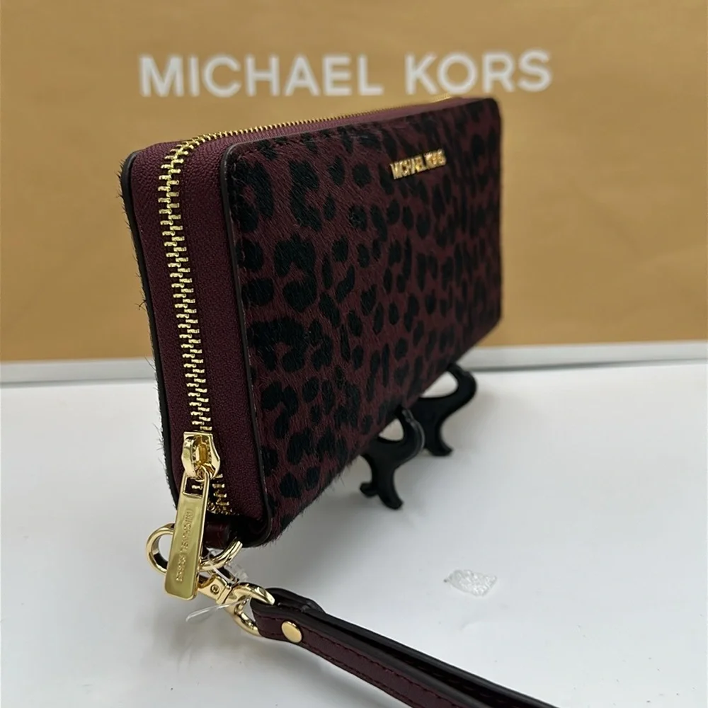 MICHAEL KORS Leather Large Continental Wristlet Phone Case Wallet Exotic Print